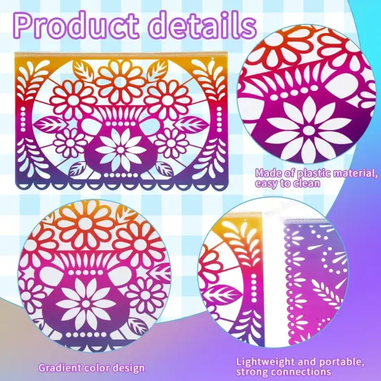 33 Feet Mexican Fiesta Banners -Large Plastic Papel Picado Banner Fiesta Party Decorations {2}