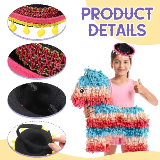 12 Pcs Mexican Fiesta Mini Sombrero Hats Headbands - Cinco de Mayo Decorations, Dia de Muertos Party Supplies and Favors {3}