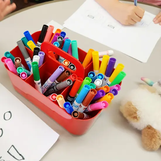 Enjoy Organizer Small Stackable and Portable Simple 6-Compartment Art Caddy - Made In USA Black {11}