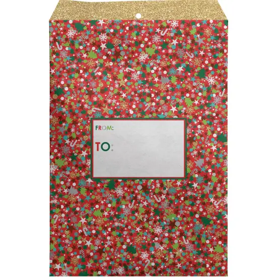 Pack/6: Christmas Party Theme Mailing Envelope - 11 x 1/2 x 15-1/2" {1}