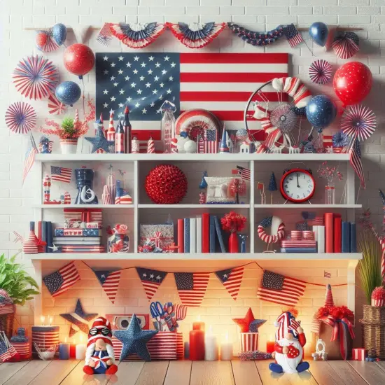 4th of July Gnomes Set of 2 - Handmade Resin Patriotic Gnomes Figurines for Indoor Independence Day Decorations {4}