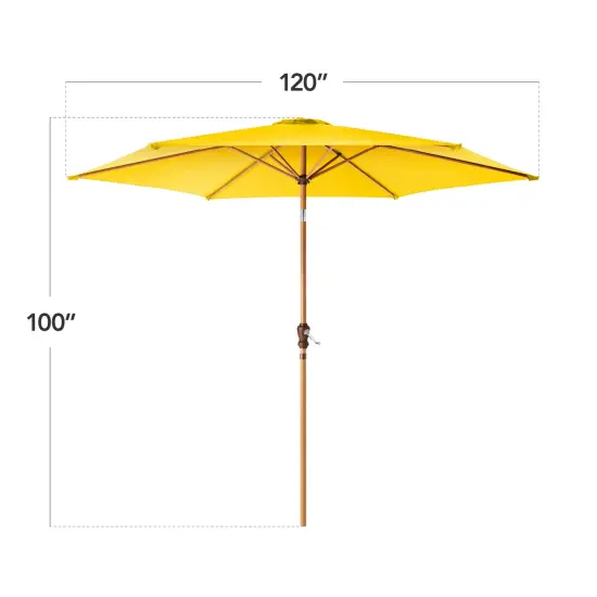 Best Choice Products 10ft Outdoor Woodgrain Pattern Steel Market Patio Umbrella w/ Crank, Tilt Yellow {2}