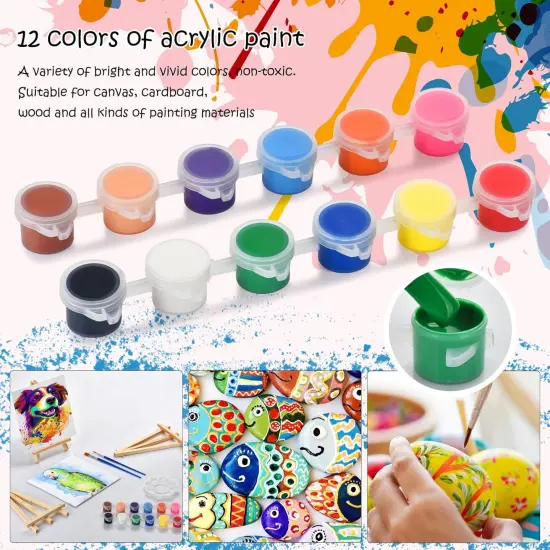 10 Set Acrylic Paint Canvas Set &ndash; 8x10 Inch Mini Canvas Painting Kit with 10 Wood Easels {5}
