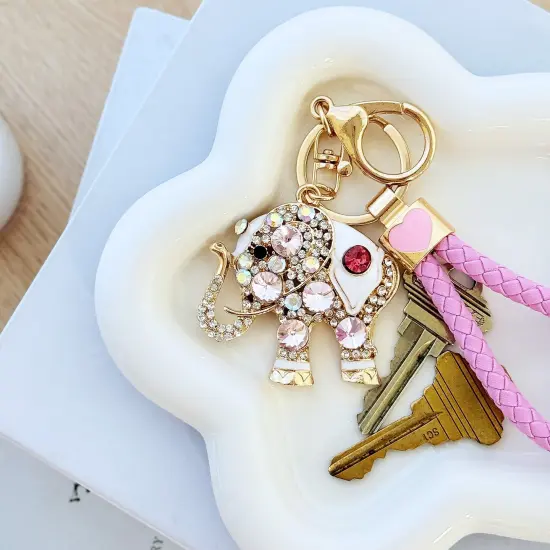Wrapables Crystal Bling Keychain, Keyring Purse Handbag Pendant Charm, Pink Elephant {6}