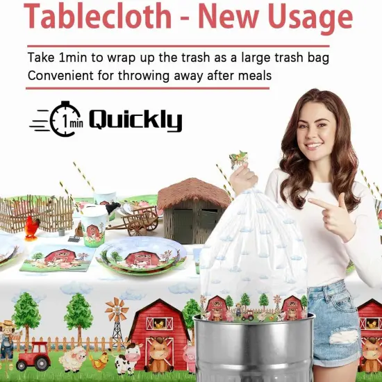 3 Pieces Farm Animal Rectangular Plastic Table Cover {4}