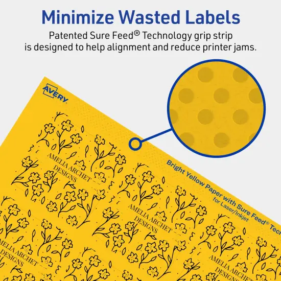 Avery Bright Yellow Paper Labels, 2-1/8" x 2-1/8" Square {4}