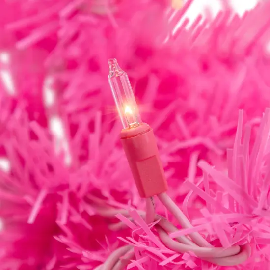 Northlight Pre-Lit Artificial Pine Christmas Garland - 9' - Pink - Clear Lights {7}