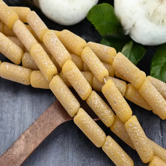 10x25mm Matte Dandelion Pompeii Tube Beads (18" Strand) - Indonesian Glass Beads {4}