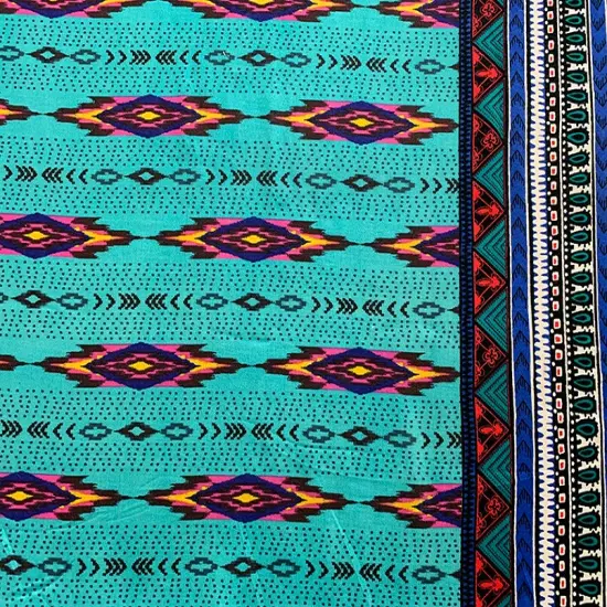 Blue and Pink Multi Stripe Print Rayon Challis Fabric By the Yard {3}