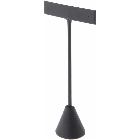 Plymor Black Faux Leather "T" Style, Single Pair Earring Display Stand, 2.625" W x 1.25" D x 5.75" H {1}