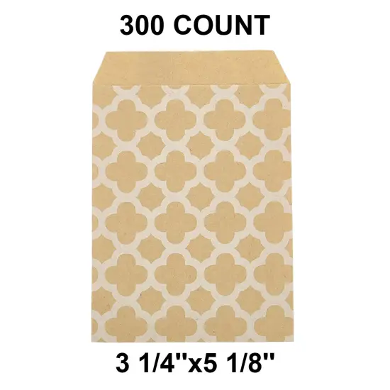 Economical White Paper Merchandise Bags 3 1/4" x 5 1/8" Quatrefoil {1}