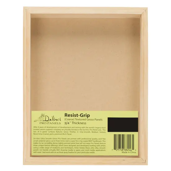 Da Vinci Pro Resist-Grip Coarse Textured Gesso Board, 3/4" Depth Multipack Art Boards for Painting, White Acrylic Polymer with Quartz Sand, Warp-Resistant Cradled and Sealed MDF Panel {4}