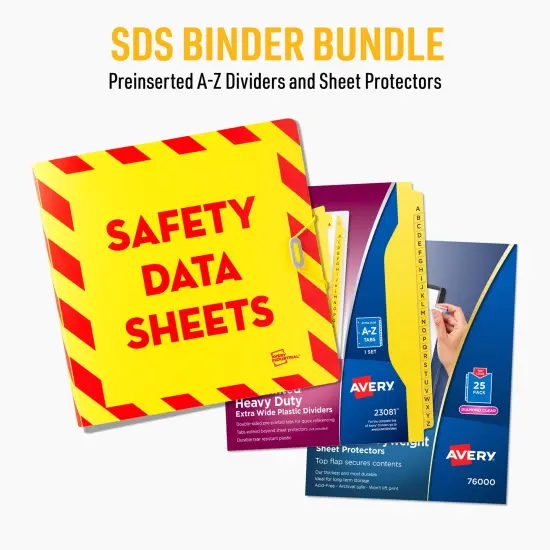 Avery UltraDuty SDS Binder Bundle, 3" Durable Poly Binder with Chain, Plastic A-Z Dividers, Sheet Protectors (77714) {2}