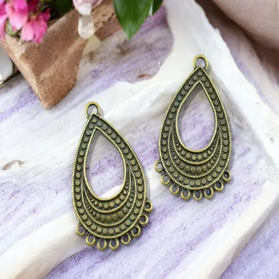 *10* 45x29mm Antique Bronze Teardrop Chandelier Hangers {1}