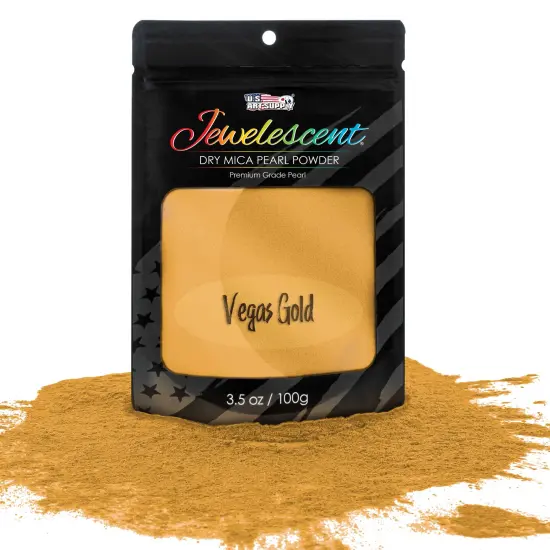 Jewelescent Mica Pearl Pigment Powder, Interference Gold 3.5 oz (100g) Pouch - Cosmetic Grade, Epoxy Resin Color Pigment, Mica Powder for Resin, Soap, Slime, Candle Dye, Art, Crafts {1}