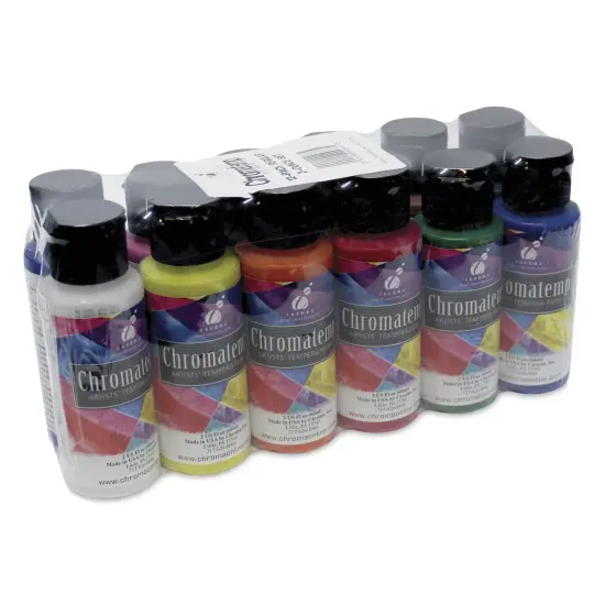 Chroma Chromatemp Artists' Tempera Paint - Set of 12, Assorted, 2 oz {1}