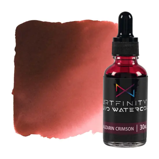 Artfinity Liquid Watercolor Paint 30 ml Bottle, Alizarin Crimson - Vibrant Dye-Based Liquid Watercolor w/ Glass Pipette, Fast-Drying, Fine Art Paint for Calligraphy, Airbrushing & Traditional Art {1}