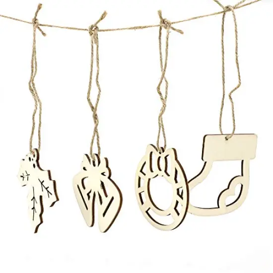 30PCS Christmas Wooden Ornaments, 3 Inch Unfinished Wooden Cutouts Boho Ornaments for Hanging Christmas Tree DIY Kids Crafts Gift Winter Party Indoor Home Winter Xmas Decorations {2}