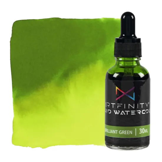 Artfinity Liquid Watercolor Paint 30 ml Bottle, Brilliant Green - Vibrant Dye-Based Liquid Watercolor w/ Glass Pipette, Fast-Drying, Fine Art Paint for Calligraphy, Airbrushing & Traditional Art {1}