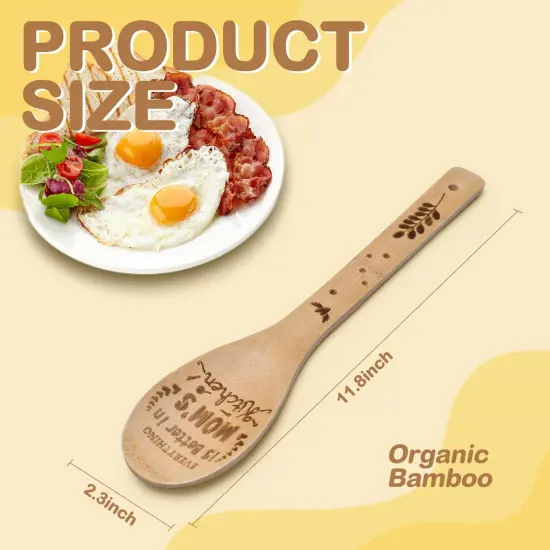 Mothers Day Mom Gifts for Mom Grandma Wife from Husband Daughter Son -Wooden Cooking Spoons Set - Mother's, Christmas,Birthday, Anniversary Kitchen Cooking Presents Ideas for Women Her {4}