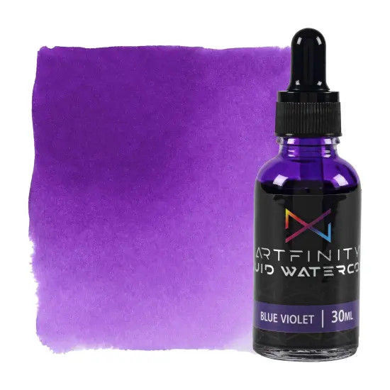 Artfinity Liquid Watercolor Paint 30 ml Bottle, Blue Violet - Vibrant Dye-Based Liquid Watercolor w/ Glass Pipette, Fast-Drying, Fine Art Paint for Calligraphy, Airbrushing & Traditional Art {1}