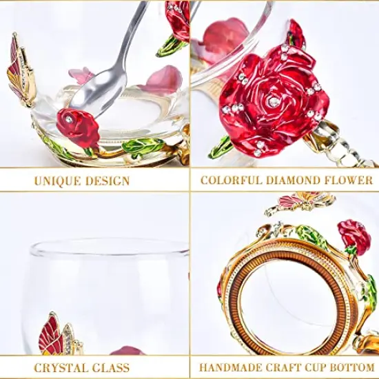 OEAGO Gifts for Mom Women Mothers Day Glass Coffee Enamels Mug Best Birthday Valentines Gifts for Her Girlfriend Wife from Daughter Son Valentine's Christmas Stocking Stuffers for Women Tea Cup {6}