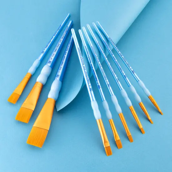 RCC 302 | Crafter's Choice&trade; 9pc Golden Taklon Shader/Wash Brush Set {4}