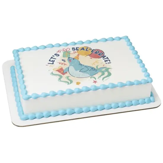 Lets Seal-abrate! Summer PhotoCake&reg; Edible Cake Topper Icing Image, {1}