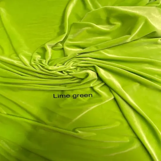 1 Yard Vibrant Lime Green Stretch Velvet Plush Stretch Velour Fabric for Costumes, Apparel, Upholstery & Crafts 58/60 Inch Wide {1}