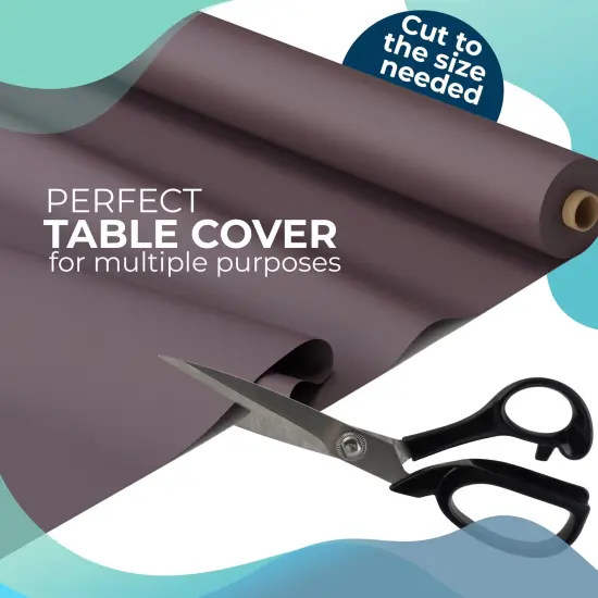 Exquisite Plastic Table Cover Roll &ndash; 40" x 100' Disposable Tablecloth Roll &ndash; Premium Thick 0.5 MIL Plastic Banquet Roll &ndash; Party Table Cover Roll for Events & Catering Brown {6}
