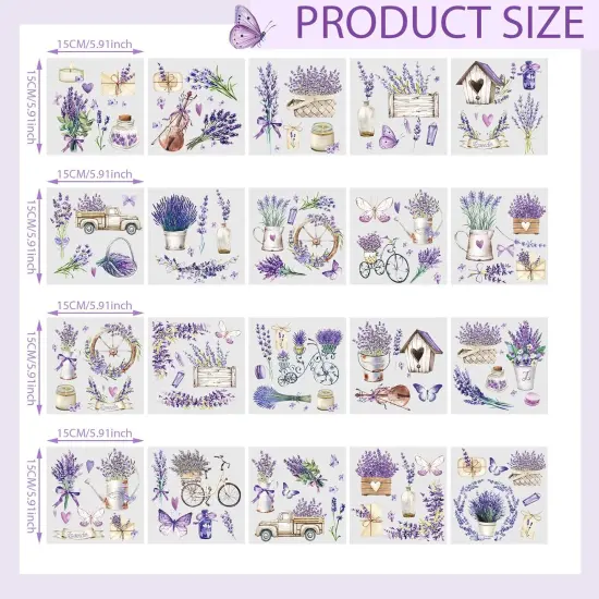 20 Sheets Lavender Rub on Transfers for Crafts {3}