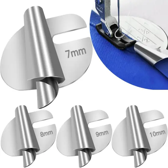 Universal Sewing Rolled Hemmer Foot 4PCS Rolled Hem Presser Foot 7/8/9/10mm Wide Rolling Hem Foot Sewing Machine Presser Feet Hemmer Home Industrial Curved Scroll Hemming Feet {1}