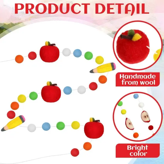 Apple and Pencil Felt Ball Garland {2}