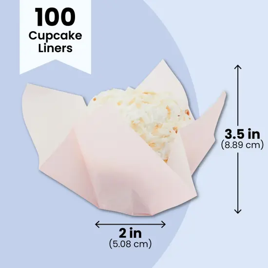 100 Pack Tulip Pink Cupcake Liners, Medium Baking Cups, and Muffin Wrappers, Perfect for Birthday Parties, Weddings, Baby Showers, Bakeries, Catering, Restaurants {4}