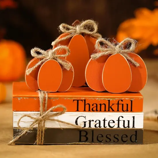 4 Pieces Fall Thanksgiving Decorations Pumpkin Tiered Tray Decor {1}