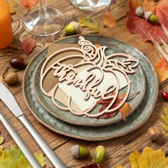 24Pcs Thanksgiving Cutout Wood Sign Wooden Plate Decor {4}