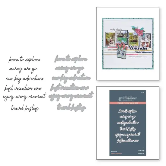 Spellbinders BetterPress Press Plate & Die Set-Wander Sentiments {5}