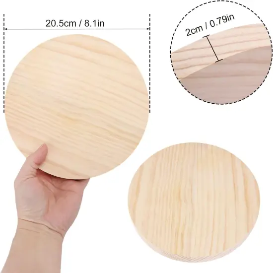 8 PCS 8 Inch Wooden Discs Circles, Unfinished Wood Coasters, Natural Wood Slices {2}