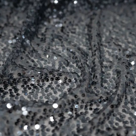 1 Yard Premium Mandy Mesh Sequin Fabric, 58" Cut Width, 50" Usable Width, 92% Polyester, 8% Spandex Steel {1}