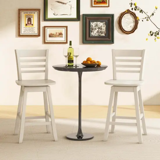 Costway 4 PCS 24.5" Counter Height Bar Chairs Swivel Bar Stools with Hollow Backrest Brown/White {4}