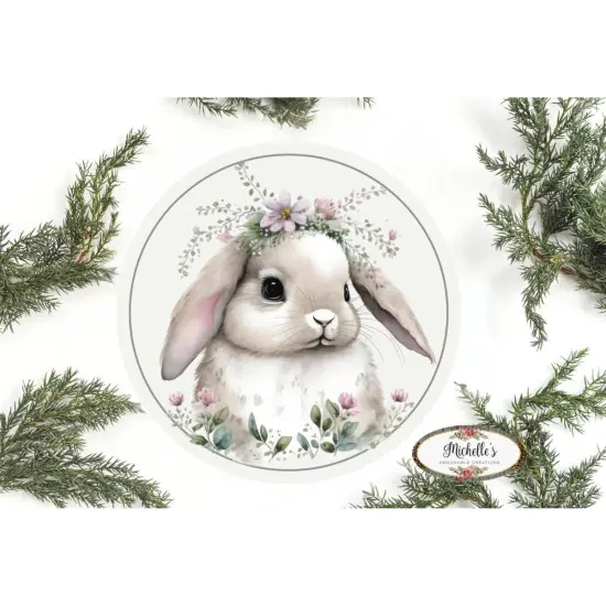 Lop Ear Bunny Easter Round Sign {1}