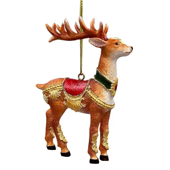 Majestic Deer in Gold Armor Ornament, Regal Christmas Tree Decor {1}