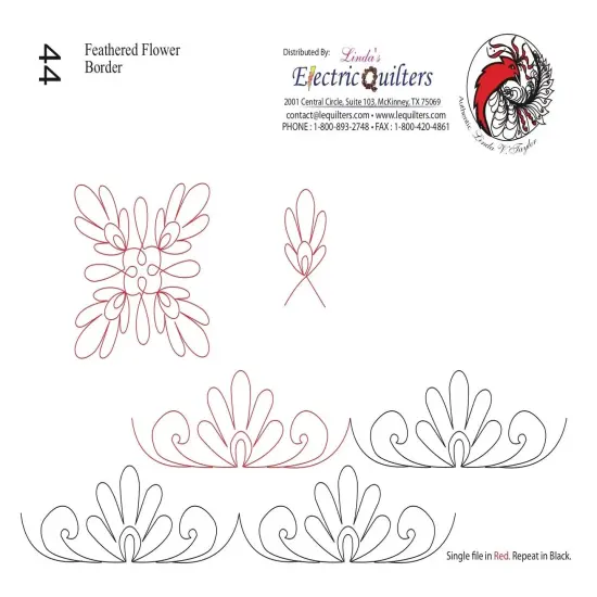044 Feathered Flower Border Pantograph by Linda V. Taylor {1}