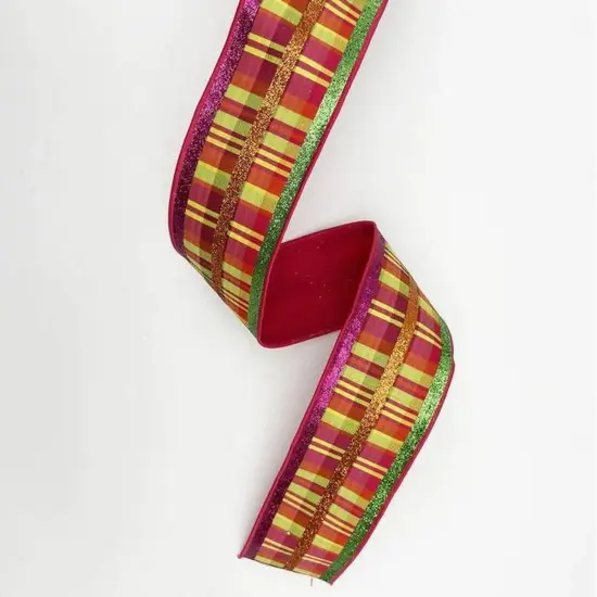 2.5" Faux Dupion Glitter Ribbon: Yellow (5 Yards) {2}