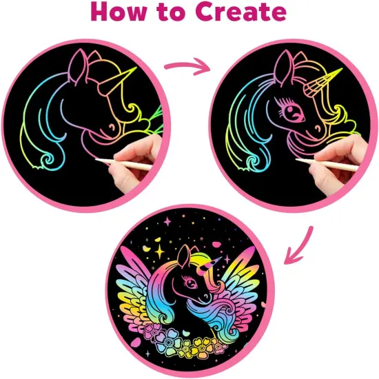 Scratch Art Crafts Girls Gifts, Rainbow Scratch Paper Art Gifts for 3-10 {4}
