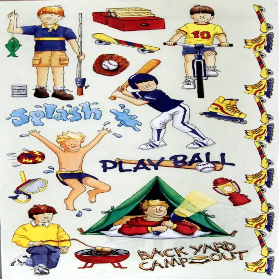 Two Busy Moms Vintage Boy Activities Clear Stickers {1}