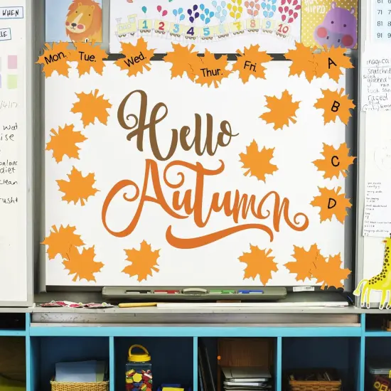 50Pcs Fall Leaf Cutouts Maple Leaves- Orange {3}