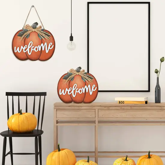 Fall Pumpkin Welcome Sign (Orange) {5}
