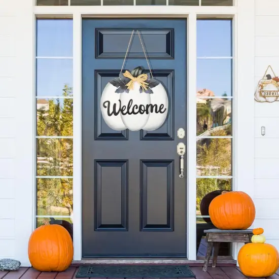 Fall Pumpkin Decoration - Welcome Sign (White) {2}