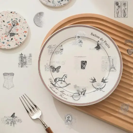 50PCS - Vintage French Scrapbook Stickers {3}